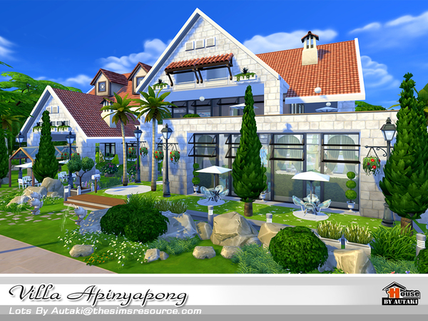 Sims 4 — Villa Apinyapong by autaki — Villa Apinyapong Medium house for you simmies. It has - Living room - kitchen and