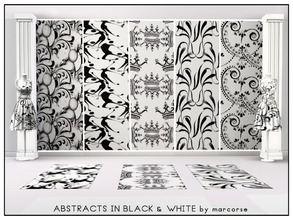 Sims 3 — Abstracts in Black & White_marcorse by marcorse — Five selected patterns with an abstract black and white