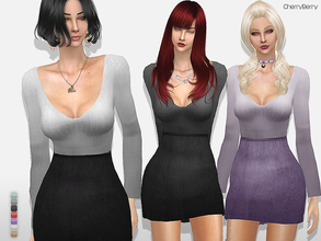 Sims 4 — Take you back - dress by CherryBerrySim — Detailed dress that consists of a sweater and a skirt for female
