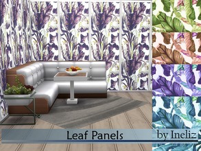 Sims 4 — Leaf Panels by Ineliz — A wall texture with leaf pattern in 5 colors.