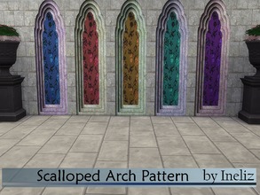 Sims 4 — Scalloped Arch Pattern by Ineliz — A seamless stone pattern with 5 additional patterns of the arch. 
