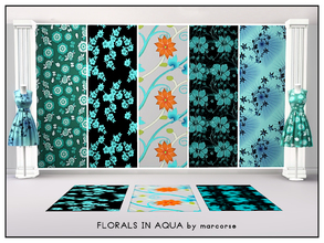 Sims 3 — Florals in Aqua_marcorse by marcorse — Five selected patterns with aqua as the primary colour. All are found in