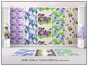 Sims 3 — More Than a Touch Purple_marcorse by marcorse — Five collected floral patterns with the colour emphasis on