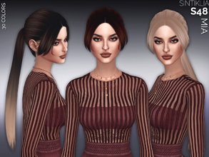 Sims 4 — Sintiklia - Hair s48 Mia by SintikliaSims — HQ texture Long thin ponytails with two-sided bangs 30 colors(solids