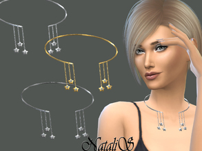 Sims 4 — NataliS_Unlocked choker with chains and stars by Natalis — Unlocked metal choker with chains and stars. 3 colors