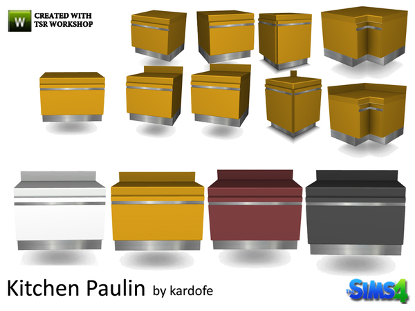 Sims 4 — kardofe_Kitchen Pauline_Counter by kardofe — Kitchen counter, metal and melamine, high gloss, available in four