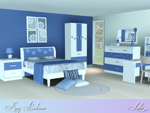 Sims 3 — Amy Bedroom Set by Lulu265 — A lovely bright bedroom for girls with a daisy theme 2 Colou options included Fully