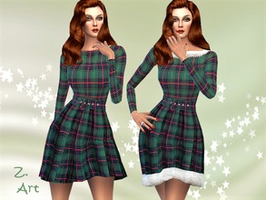 Sims 4 — Winter CollectZ. I by Zuckerschnute20 — This beautifully patterned dress with or without fur fits wonderfully