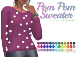 Sims 4 — Pom Pom Sweater by Eenhoorntje — This is perfect for sitting by the fireplace with a mug of hot chocolate ^-^