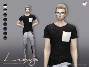 Sims 4 — Contrast Shirt Pocket by LuxySims3 — Hey! Luxy updating! New tshirt for males :D 8 Swatches MESH INCLUDED Thank
