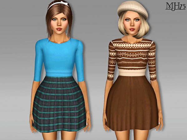 Sims 3 — S3 VoulezVousTeen Mh75 by Margeh-75 — -A simple but elegant skater dress with 3 quarter length sleeves, semi