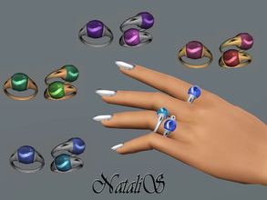 Sims 3 — NataliS TS3 Cabochon rings set by Natalis — Translucent cabochon gem rings set in gleaming metal. FA-YA- FE