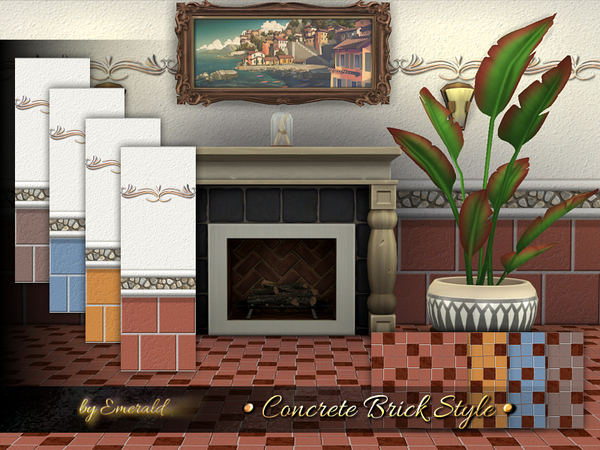 Sims 4 — Concrete Brick Style by Emerald — With concrete bricks can create a good, timeless look full of warmth for your