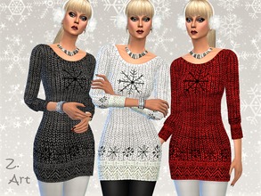 Sims 4 — Winter CollectZ. V by Zuckerschnute20 — A chic mini knit dress with embroidered snowflakes :D 3 colors