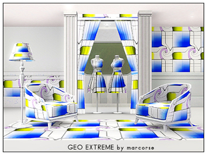 Sims 3 — Geo Extreme_marcorse by marcorse — Geometric pattern - extreme geometric design in blue, yellow and purple on