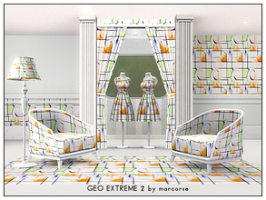 Sims 3 — Geo Extreme 2_marcorse by marcorse — Geometric pattern - extreme geometric design in orange, blue and green on