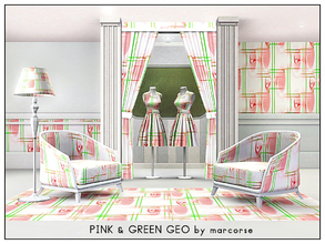 Sims 3 — Pink & Green Geo_marcorse by marcorse — Geometric pattern: geometric line and circle design in pink, green