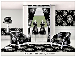 Sims 3 — Doyley Circles_marcorse by marcorse — Geometric pattern: circular lace doyley design in black and white.