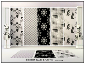 Sims 3 — Discreet Black & White_marcorse by marcorse — Five collected black and white patterns.Fence Doodle/Mirror