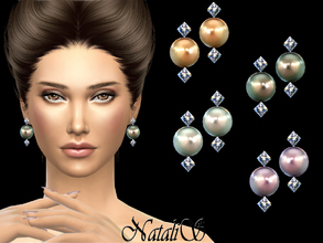 Sims 4 — NataliS_Crystals and pearl earrings v2 by Natalis — Earrings with pearls and crystals. Ideal combined with pearl