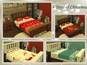 Sims 4 — 4 Days of Christmas Bedding  by luckylibran242 — Four christmas/festive bed linens for your sim to take home.