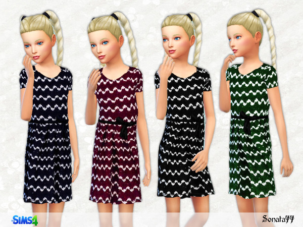 Sims 4 — S77girl 17 by Sonata77 — Simple dress for girls. 4 colors.