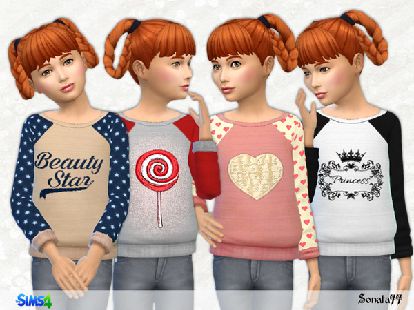 Sims 4 — S77 girl 18 by Sonata77 — Pretty sweatshirt for girls. 4 colors.