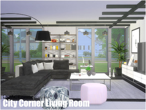 Sims 4 — City Corner Living Room  by QoAct — QoAct Design Workshop | 2016 Living Room Collection Set Content: - City