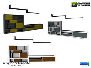 Sims 4 — kardofe_Livingroom Graphite_Shelving by kardofe — Large living room furniture, for TV, with shelves and hollows