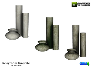 Sims 4 — kardofe_Livingroom Graphite_Vases by kardofe — Group of three vases in three different textures 