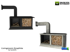 Sims 4 — kardofe_Livingroom Graphite_Wood stove by kardofe — Iron stove with storage for firewood Two color options 