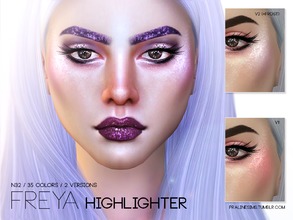 Sims 4 — Freya Highlighter N32 by Pralinesims — Face glitter in 2 versions, 35 colors
