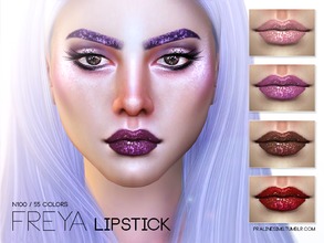 Sims 4 — Freya Lipstick N100 by Pralinesims — Glittery lips in 55 colors