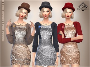 Sims 4 — Holidays Short Dress by Devirose — Lovely set of mini dresses with bolero and metal pin. Ideal for party nice of