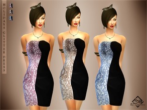 Sims 4 — Holidays Glitter Dress by Devirose — Live the magic of the holidays with a mini dress with half in black color