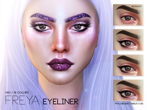 Sims 4 — Freya Eyeliner N53 by Pralinesims — Glittery eyeliner in 16 colors