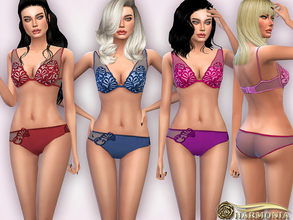 Sims 4 — Harmonia TS4 Set 038 by Harmonia — Divine lingerie collection layers sheer tulle mesh with swirling guipure