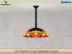 Sims 4 — SR Stained Glass Hanging Lamp by DragonQueen — A beautiful stained glass hanging lamp featuring roses and