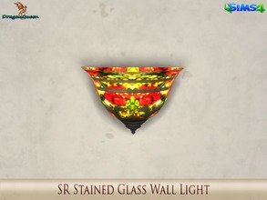 Sims 4 — SR Stained Glass Wall Lamp by DragonQueen — A beautiful stained glass wall lamp featuring roses and foliage. Do