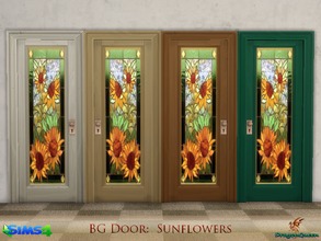 Sims 4 — BG Door: Sunflowers by DragonQueen — Lovely sunflowers adorn a wooden door. Do NOT upload this creation to any