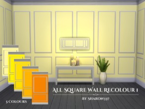 Sims 4 — All Square Wall Recolour Set 1 by sharon337 — Wall with Square in 5 different colours in all 3 Wall heights,