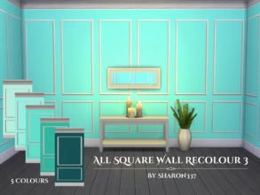 Sims 4 — All Square Wall Recolour Set 3 by sharon337 — Wall with Square in 5 different colours in all 3 Wall heights,