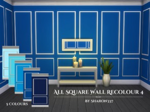 Sims 4 — All Square Wall Recolour Set 4 by sharon337 — Wall with Square in 5 different colours in all 3 Wall heights,