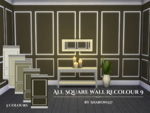 Sims 4 — All Square Wall Recolour Set 9 by sharon337 — Wall with Square in 5 different colours in all 3 Wall heights,