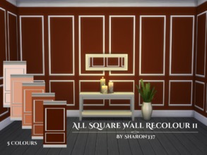 Sims 4 — All Square Wall Recolour Set 11 by sharon337 — Wall with Square in 5 different colours in all 3 Wall heights,