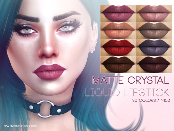 Sims 4 — Matte Crystal - Liquid Lipstick N102 by Pralinesims — Matte lips in 30 colors