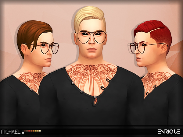 Sims 4 — Michael hair by Enriques4 — New Mesh Works with hats All lods 10 EA Colors T/E Maxis Match Base Game Compatible