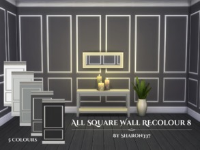 Sims 4 — All Square Wall Recolour Set 8 by sharon337 — Wall with Square in 5 different colours in all 3 Wall heights,