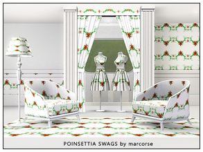 Sims 3 — Poinsettia Swags_marcorse by marcorse — Fabric pattern: stylised poinsettia swags in red and green for Christmas