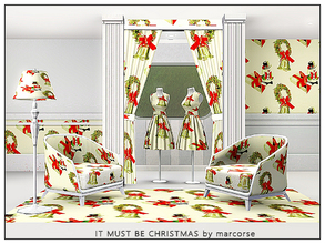 Sims 3 — It Must Be Christmas_marcorse by marcorse — Themed pattern: gentleman snowman, door wreath and bell with bow . .